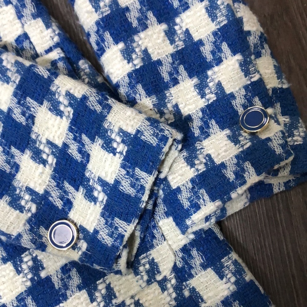 Joie houndstooth blue white oversized blazer - Picture 12 of 17